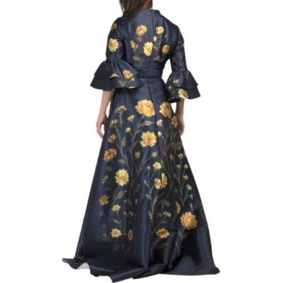 RENE BY RENE RUIZ Bell Sleeve Floral Print Mikado Gown - Picture 2 of 5